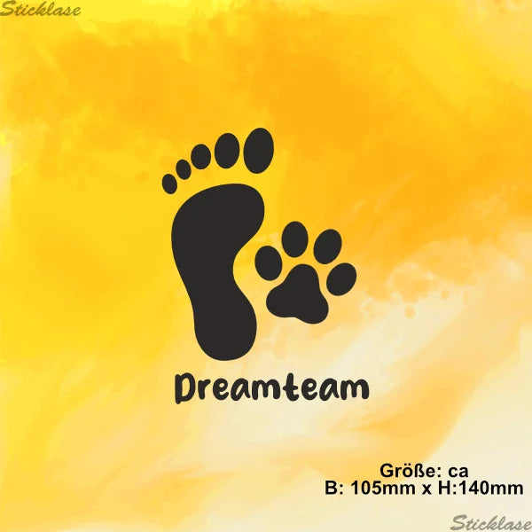 Aufkleber - Dreamteam – Fuß trifft Pfote