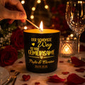 Personalisiertes romantisches Partner Windlicht mit Lasergravur – schwarzes Glas mit goldfarbener Schrift