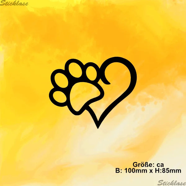 Aufkleber Pfote Herz | Tierliebe