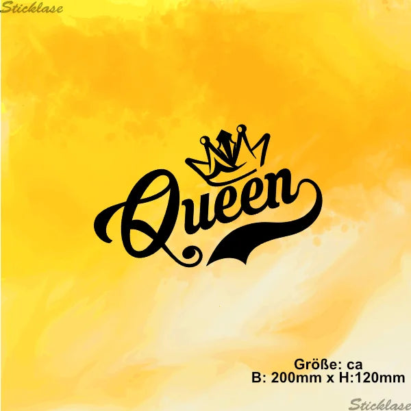 Queen Schriftzug Aufkleber mit Krone