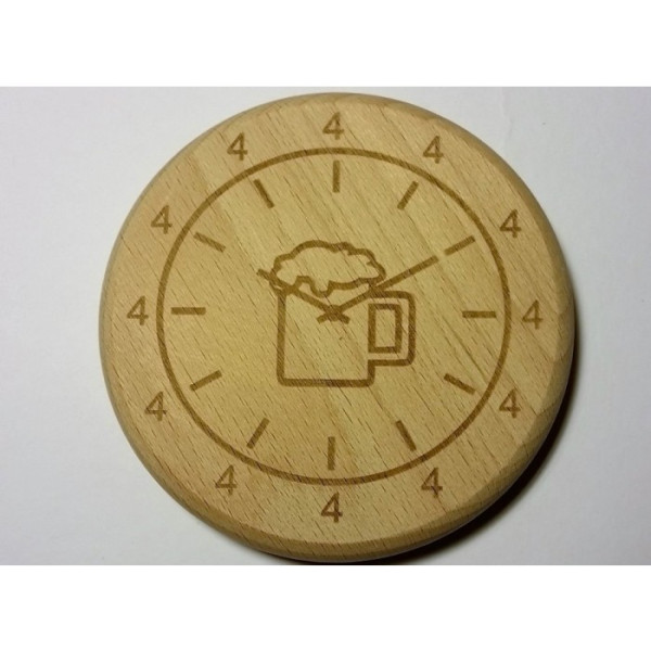 Bierglasdeckel aus Buche mit Gravur BIERUHR