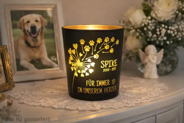 Personalisierbares Gedenklicht für Haustiere