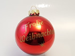 Christbaumkugel 7,5cm Rot-Glanz Schrift Gold